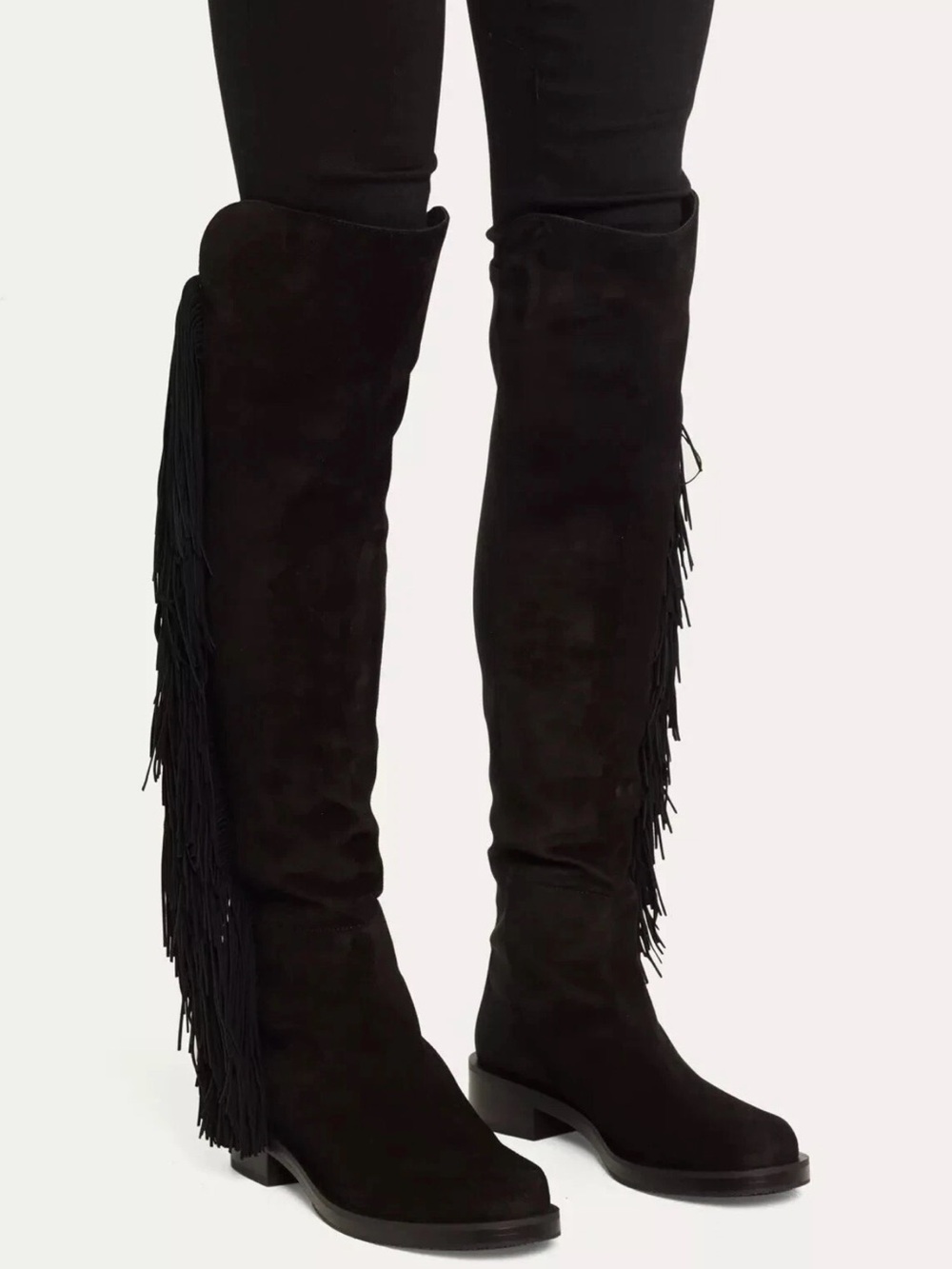 Stuart Weitzman Black Fringe 5050 Boots Size 6